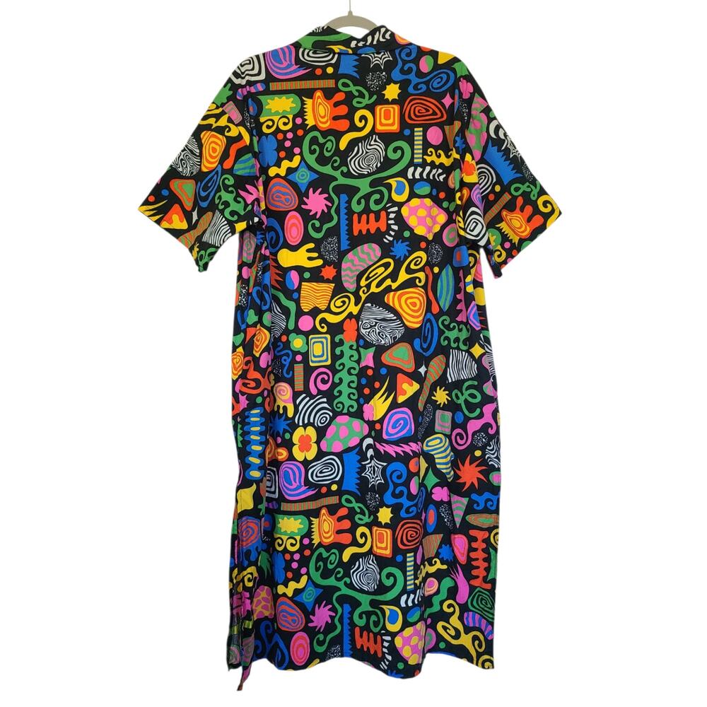Nooworks Party Mix Leah Work Dress Retro 80s Pop Art Neon Half Zip Size 4(M) - Picture 4 of 5